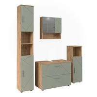 BADMÖBEL-SET Irma Salbeigrün 4 Teile - Salbeigrün, Holzwerkstoff (80/58.6/41cm) - Vicco