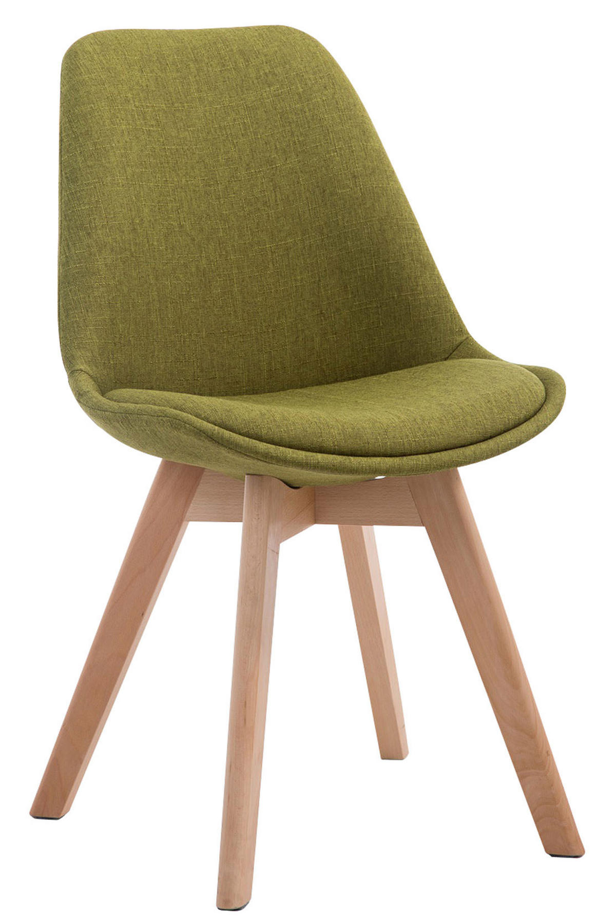 STUHL 4er Set Stoff grün - Eukalyptusholzfarben/Grün, Holz/Textil (48/84/55cm) - CLP