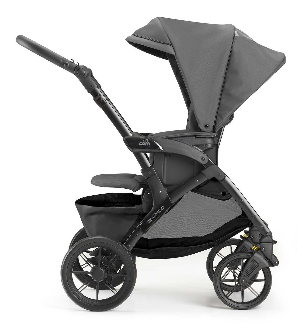SPORT-KINDERWAGEN Dinamico Rover Kombi 3 in 1 | Anthrazit | Sportwagen | inkl. Babyschale & Auto-Kindersitz - Anthrazit, Textil (70/110cm) - Cam il Mondo del Bambino S.p.A.