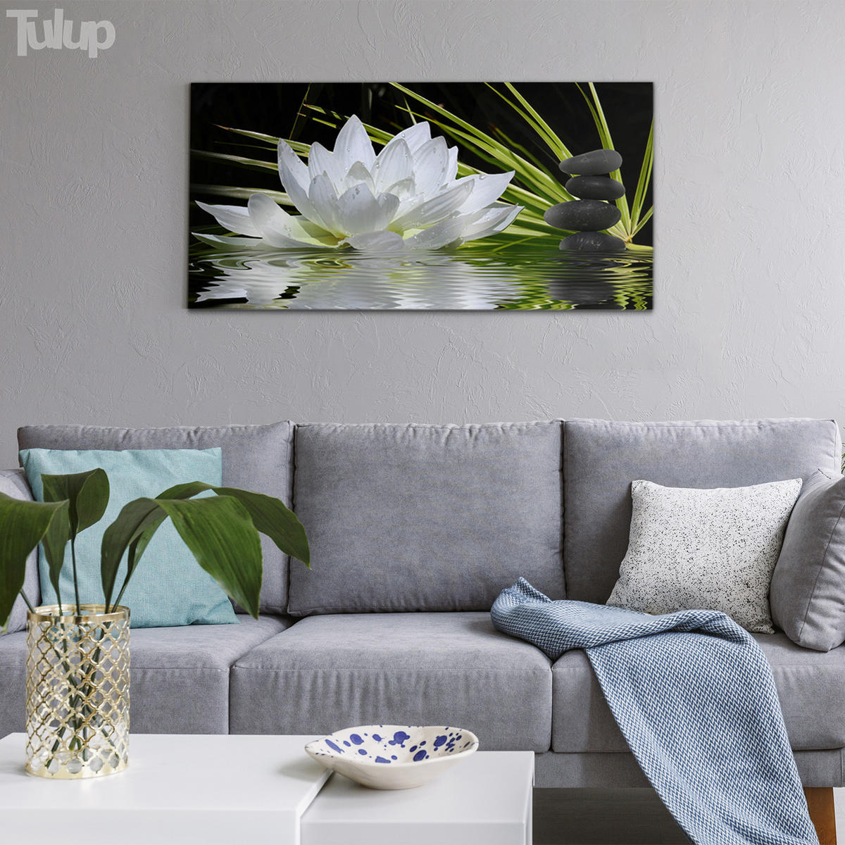 GLASBILD 120x60 cm Lotosblume - Grün, Glas (120/60cm) - TULUP