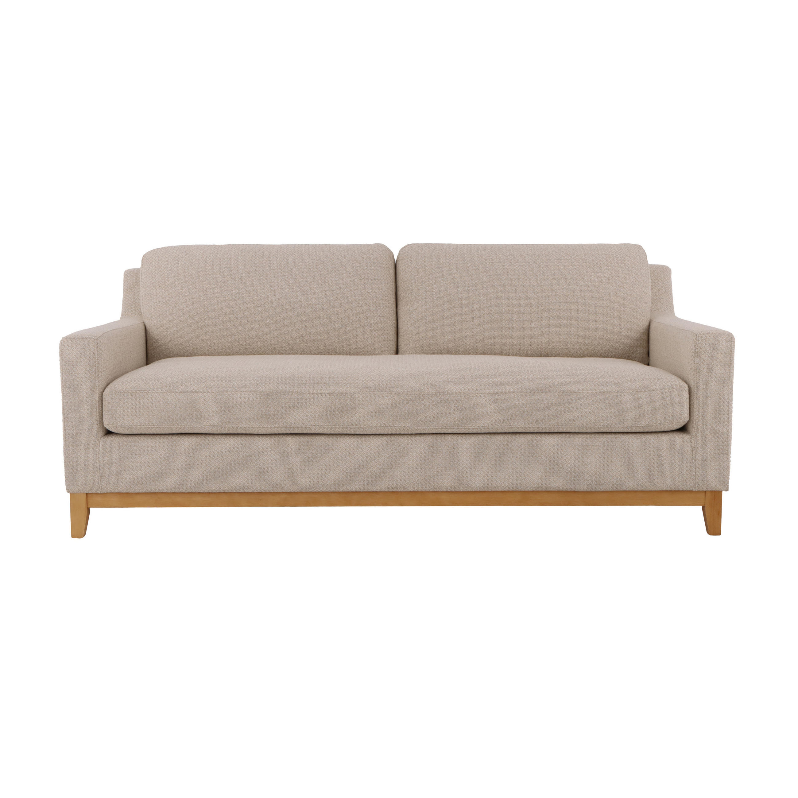 SCHLAFSOFA Tommy, Natur Massiveiche + beiger Stoff - Beige, Holz (98.5/88.5/200cm) - WOODEK