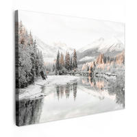 LEINWANDBILD Natur - Winter - Bäume - Berge - Schnee 40x30 cm - Weiß Hochglanz, Textil (40/30cm) - MuchoWow