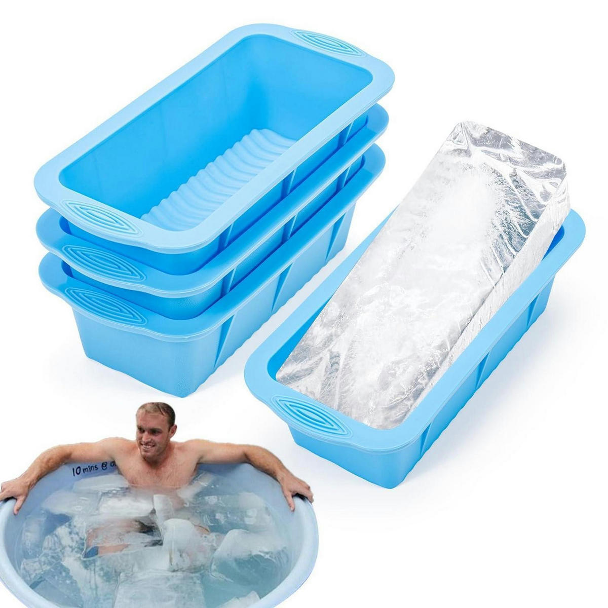 EISWÜRFELFORM 4-teiliges Set Silikon Blau - Blau, Kunststoff (12.5/7.5/25.5cm)