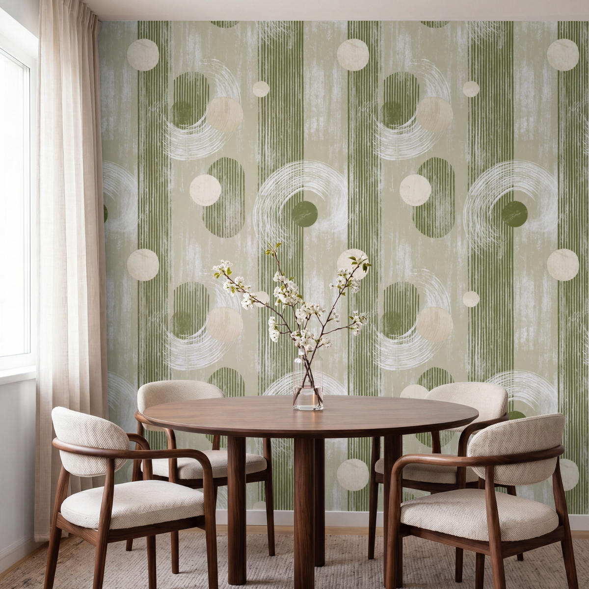 TAPETE - Künstlerisch - Modern - Grün - 200x200 cm - Olivgrün, Papier (200/200cm) - OnlyWow