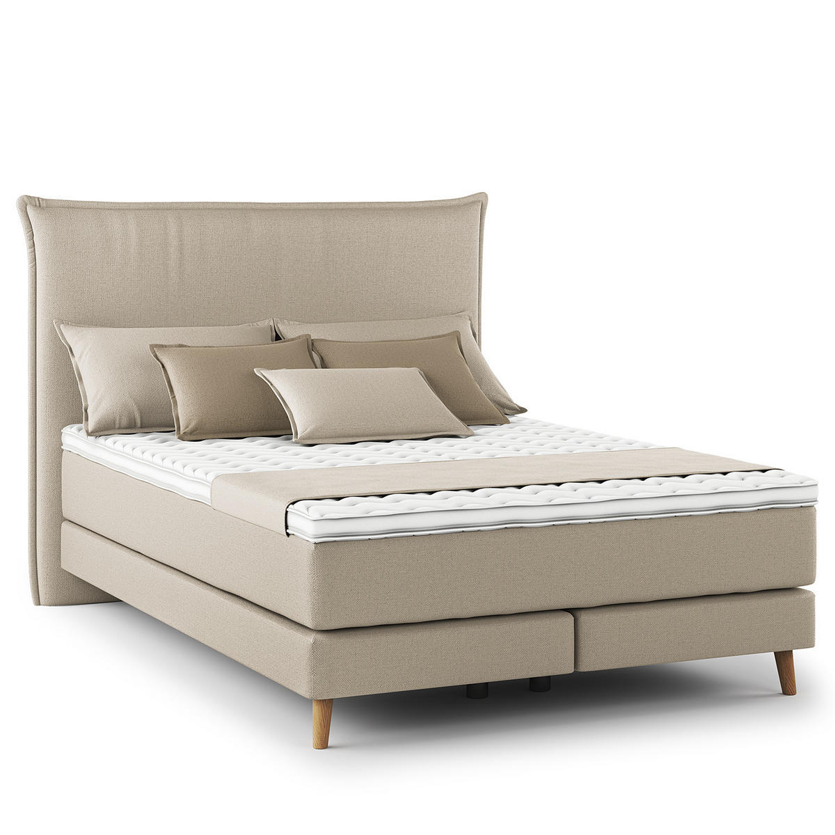 BOXSPRINGBETT - Klassisch - Beige, Holz (140/200cm) - home24