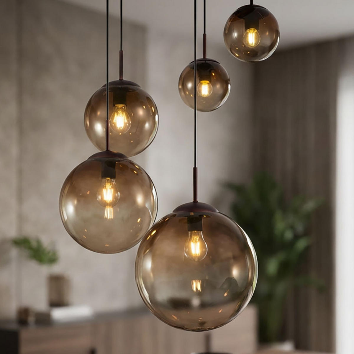 LED HÄNGELAMPE Varus Orange Glas - Orange, Glas (65/65/150cm) - Globo Lighting