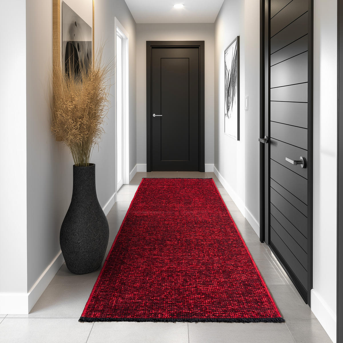 TEPPICH Kurzflor Unicolor Chenille Baumwolle Innen Rot Läufer 80x250 - Rot, Textil (80/250cm) - KADIMA DESIGN