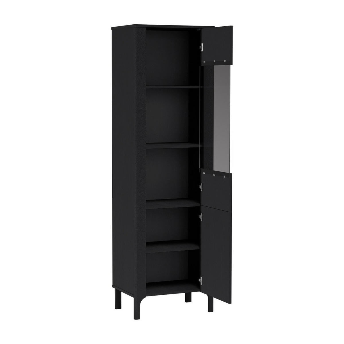 VITRINE Malumi MM-4 60 x 197 x 40,5 cm Schwarz Paintflow - Schwarz, Holzwerkstoff (60/197/40.5cm) - Koseto