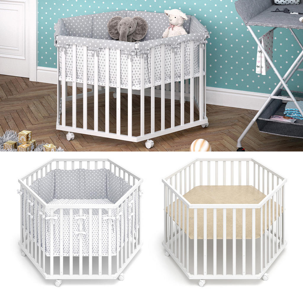 Thumbnail - VitaliSpa Laufgitter, Weiß, Holz, Rechteckig, 128x70x110 cm, Babymöbel, Laufstall Baby