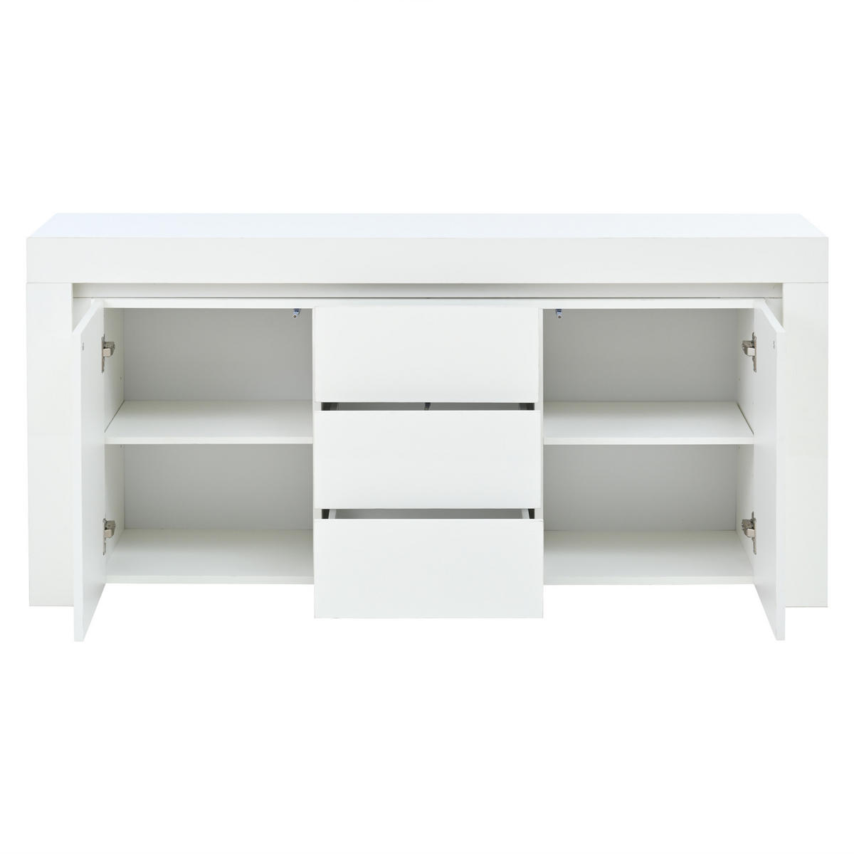 SIDEBOARD 140 cm 2 Türen, 3 Schubladen, LED-Beleuchtung, Hochglanz, Weiß & Schwarz Verstellbare Einlegeböden - Weiß Hochglanz, Holzwerkstoff (140/65/40cm) - Urban Meuble