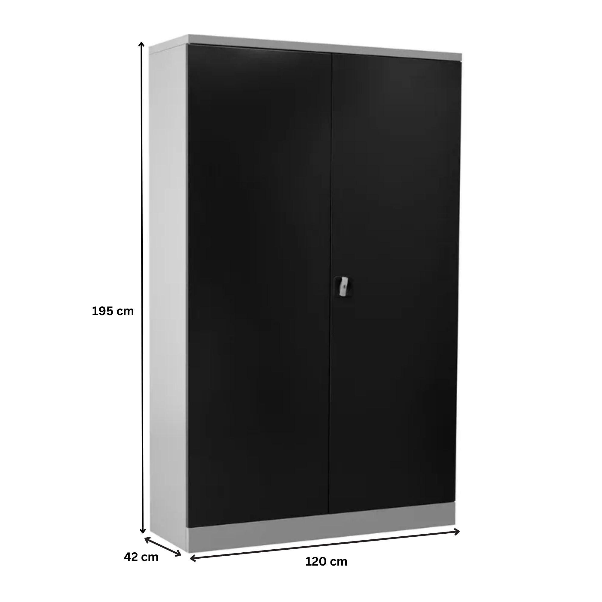 STAHLSCHRANK Bee mit 8 lackierten Fachböden 195x120x42 cm Korpusfarbe Lichtgrau Frontfarbe Anthrazit - Anthrazit, Metall (120/195/42cm)