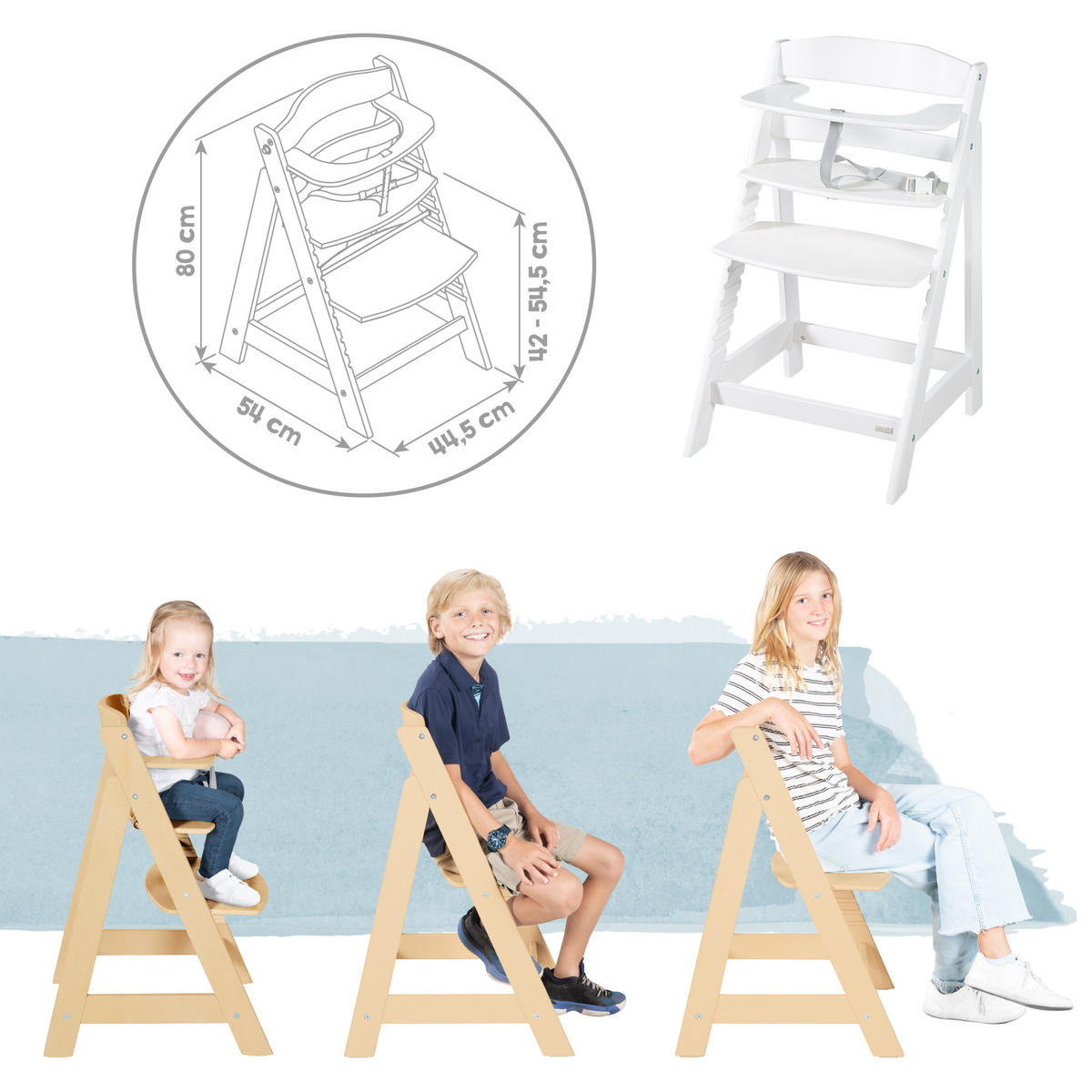 BABYHOCHSTUHL Born Up Luxe mit Neugeborenenaufsatz Weiß - Beige/Weiß, Holzwerkstoff/Textil (46/94/66.5cm) - Roba