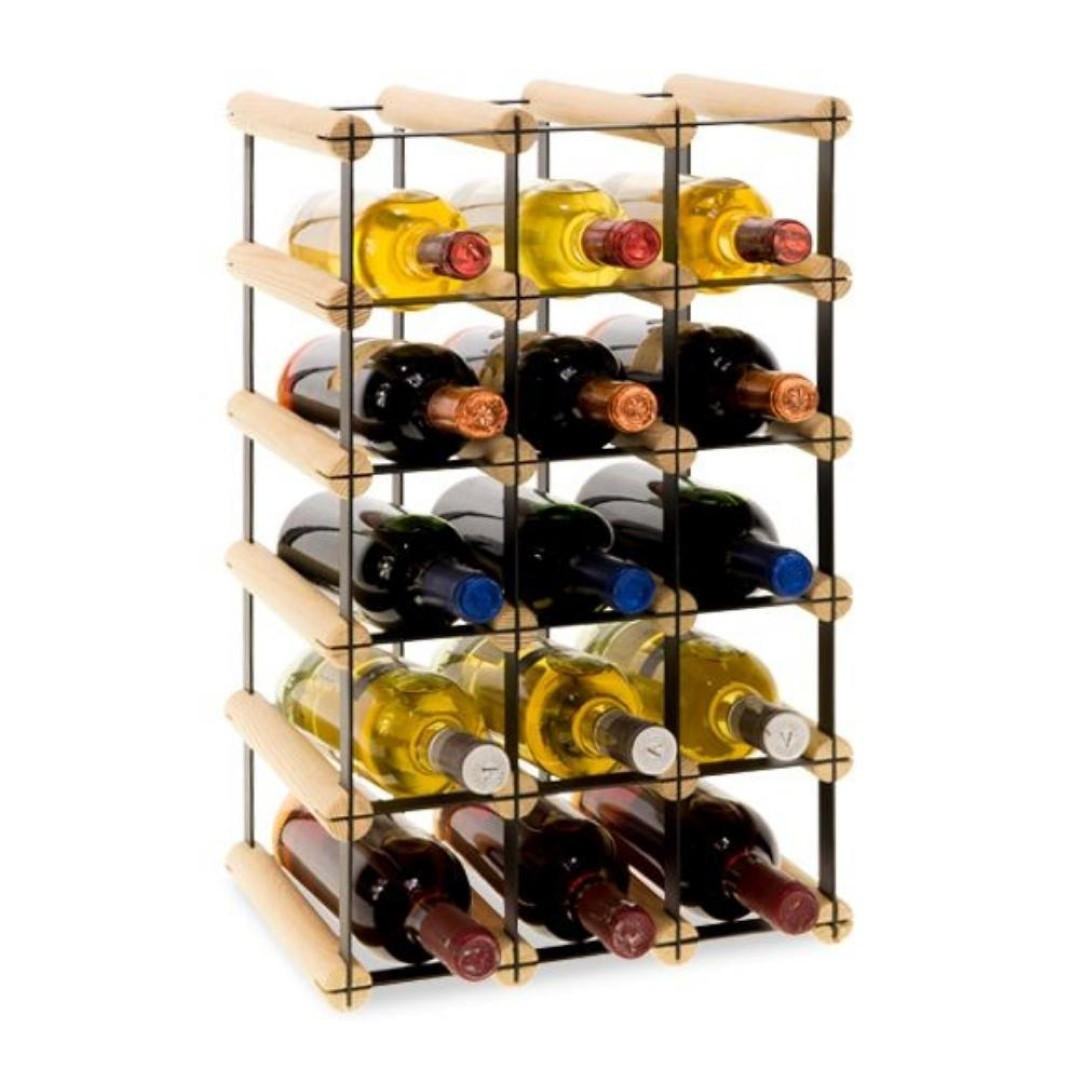 WEINREGAL Vinotega Mod Metal 52,5x32,5x24,5 cm 3x5 Flaschen Massives Kiefernholz Natur - Naturfarben, Holz (32.5/52.5/24.5cm) - PROREGAL