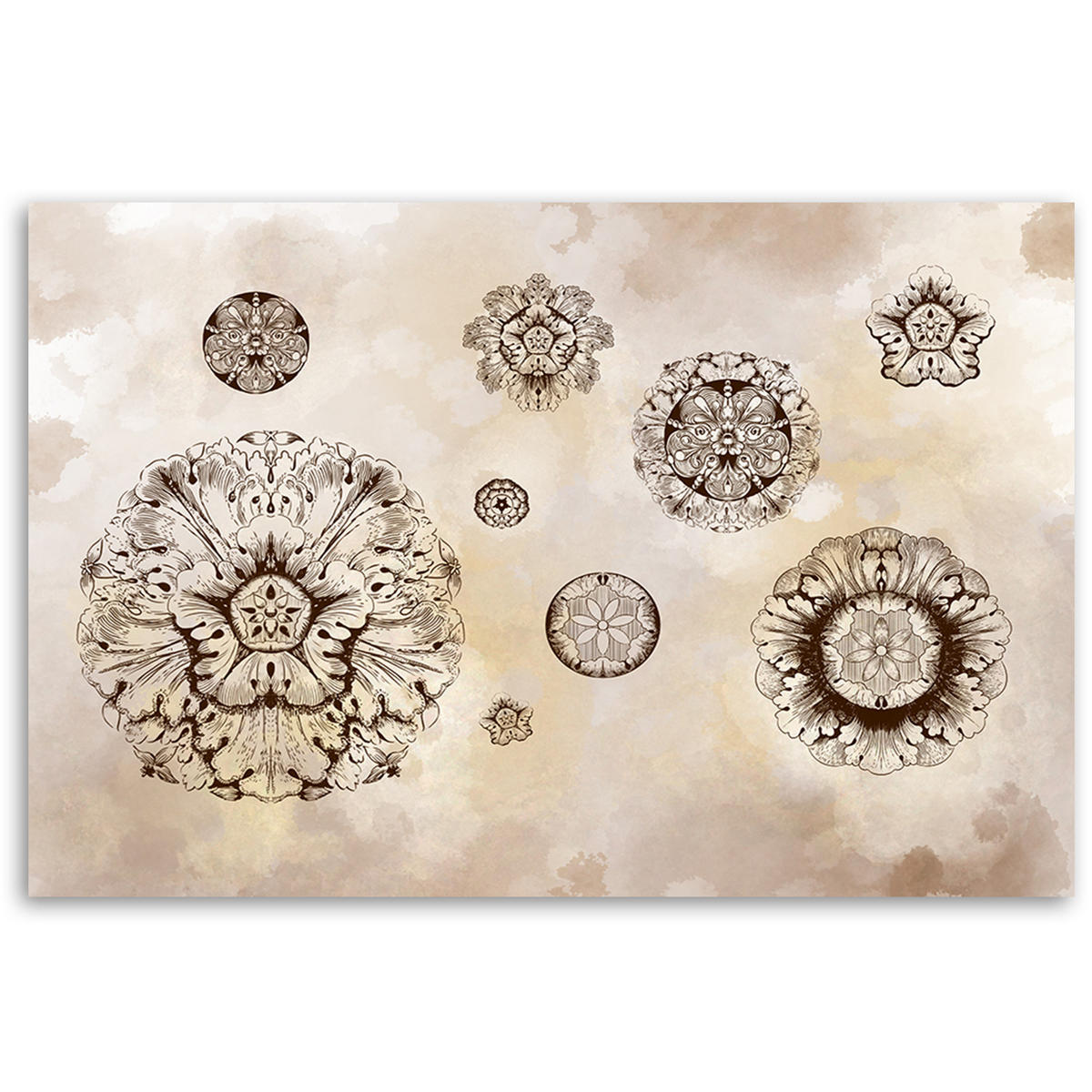 WANDBILD florale geometrische formen - Beige, Textil (60/40cm) - Feeby