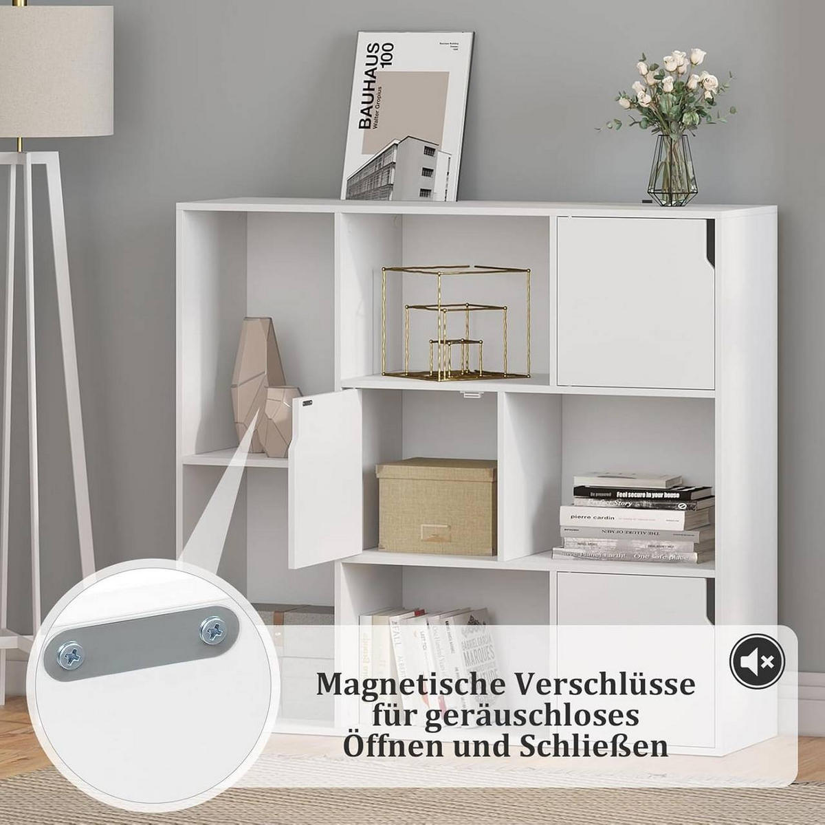 REGALE Bücherregal mit 8 Fächern,106x96x30 cm, Weiß - Weiß, Holzwerkstoff (106/96/30cm) - Woltu