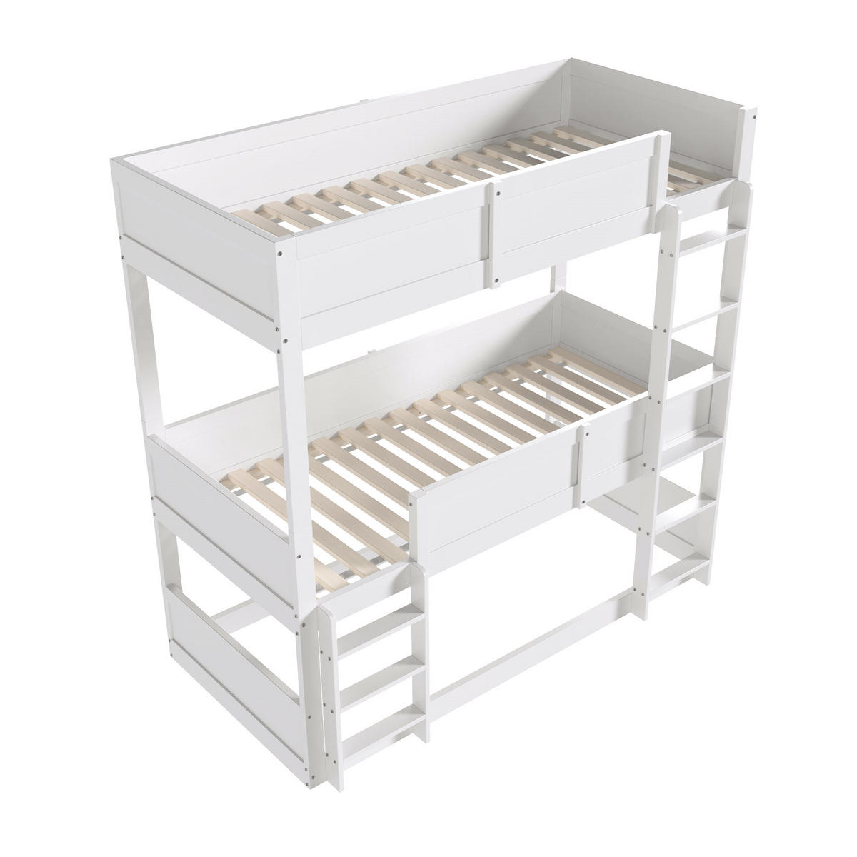ETAGENBETT 90/200 cm Weiß aus Holz 3 Schlafplätze umbaubar mit hohem Rausfallschutz - Weiß, Holzwerkstoff (90/200cm) - OKWISH