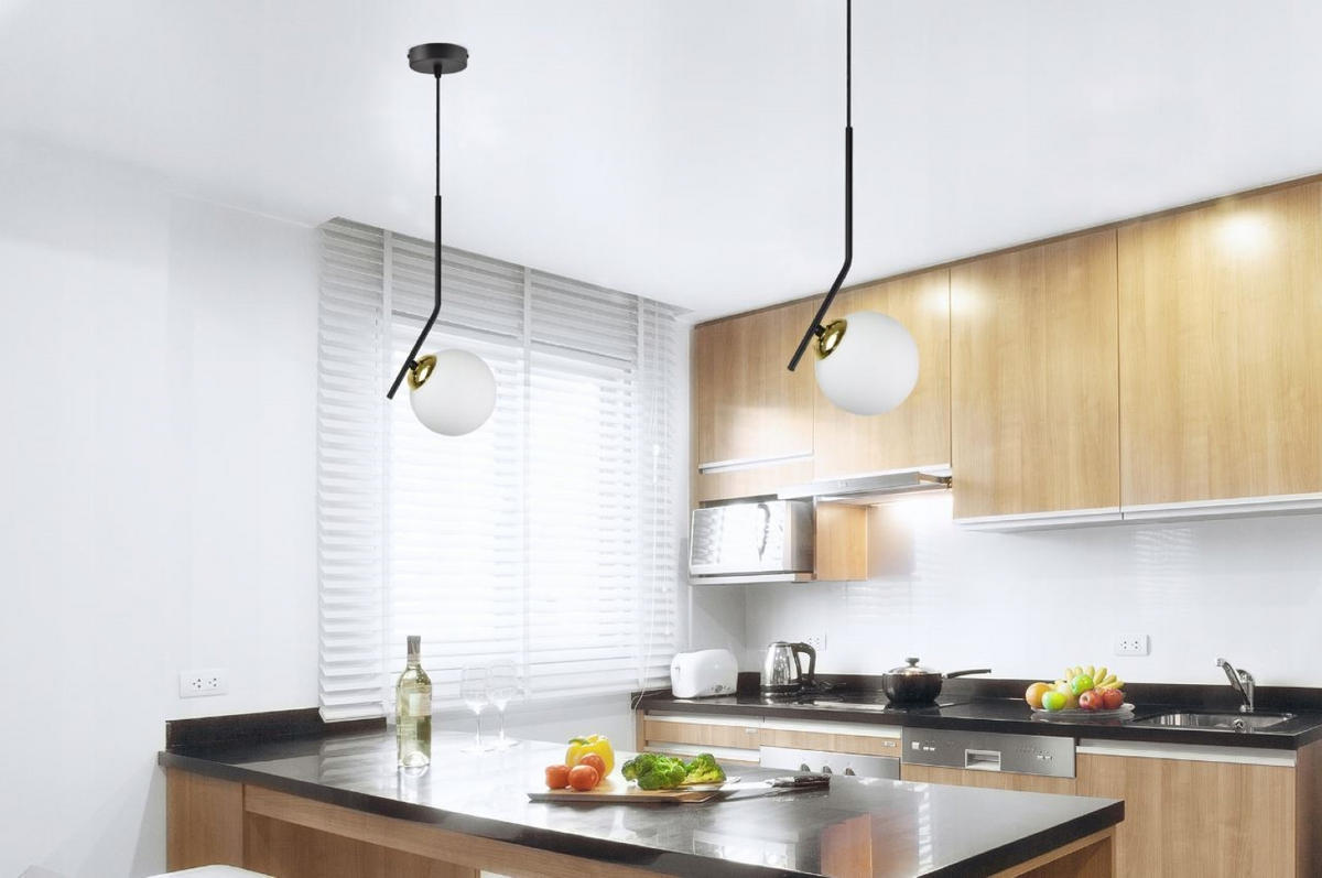 PENDELLEUCHTE Milano Spot - Goldfarben/Schwarz, Glas/Metall (14/14/100cm) - kiki design
