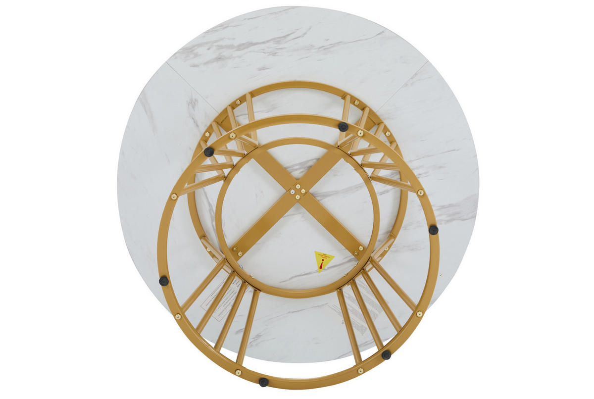 ESSTISCH 100x100x75 cm in Weiß aus MDF mit Marmoroptik auf stabilem Metallgestell - Weiß, Holzwerkstoff (90/75.5/18.5cm) - Modfu