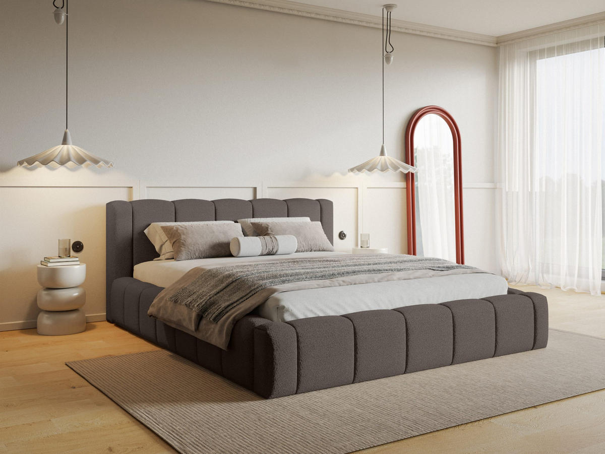 POLSTERBETT Nedi 160x200 cm, Braun - Braun, Textil (160/200cm) - Fedve