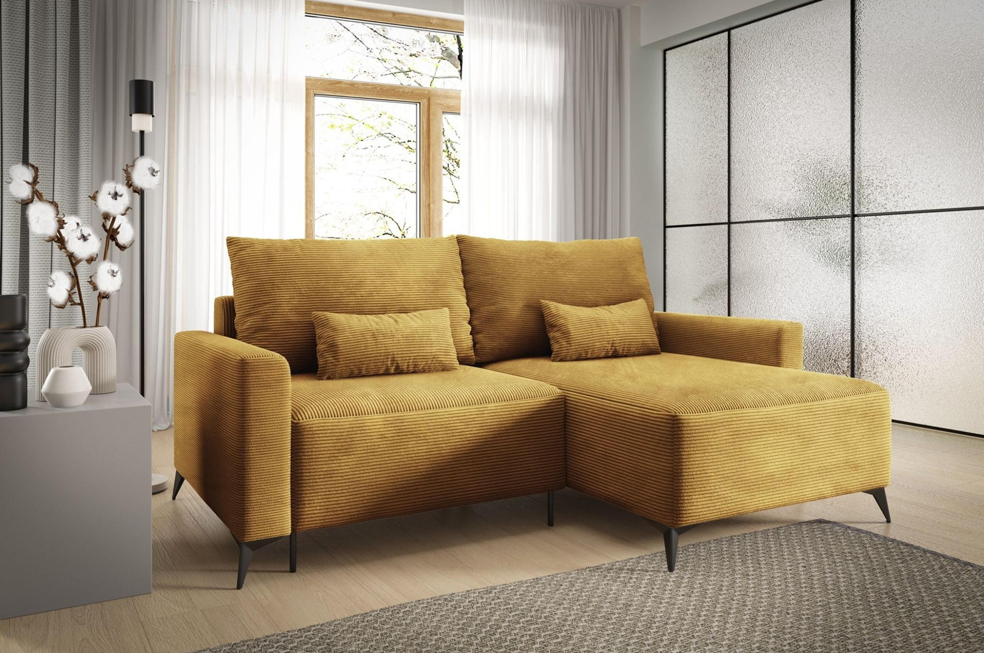ECKSOFA Silves Mit Schlaffunktion - Gelb, Holzwerkstoff/Textil (239/148cm) - Fun Möbel