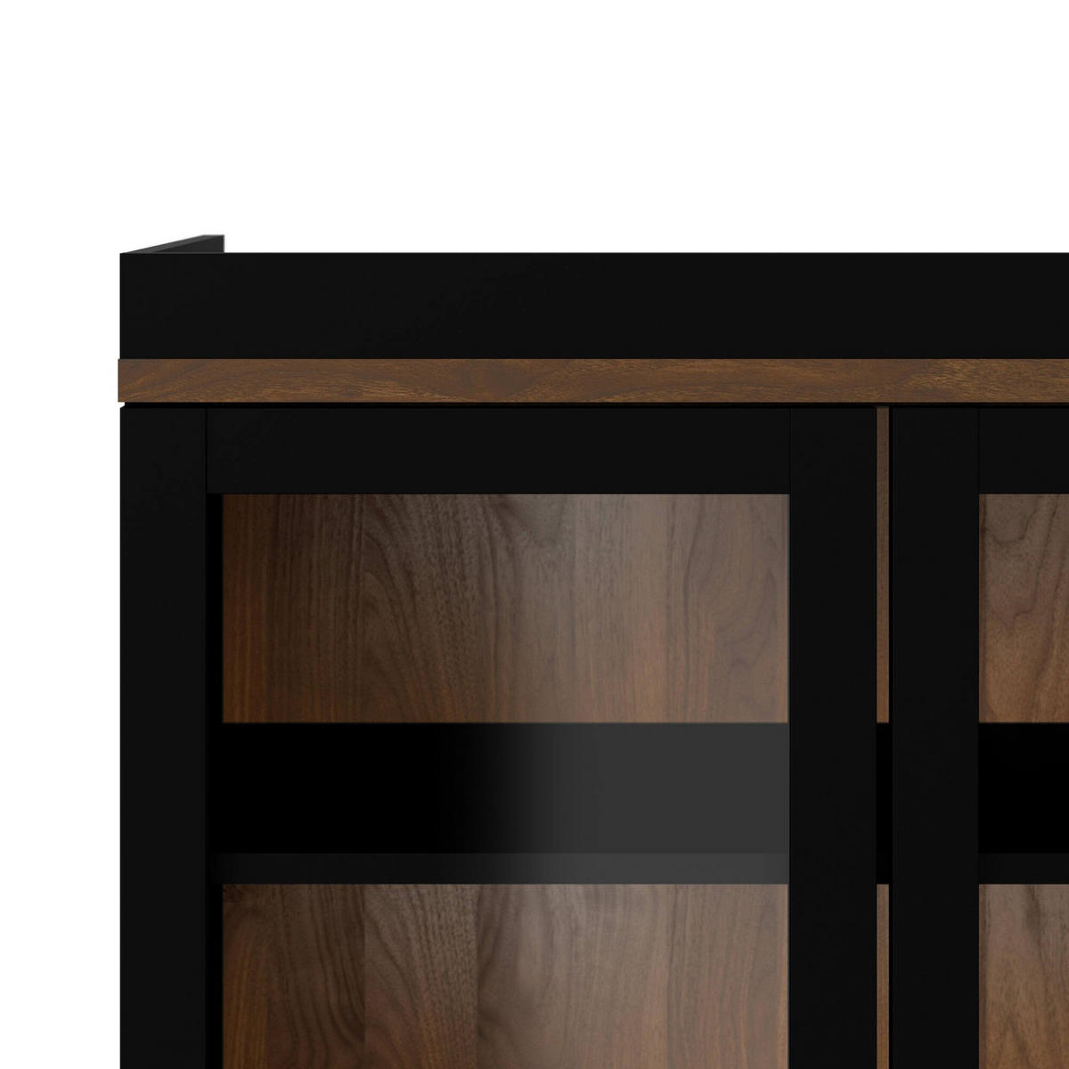 VITRINE Schwarz, Nussbaum 36.25/88.7/200.4 cm - Schwarz, Holzwerkstoff (89/200/36cm) - DMORA