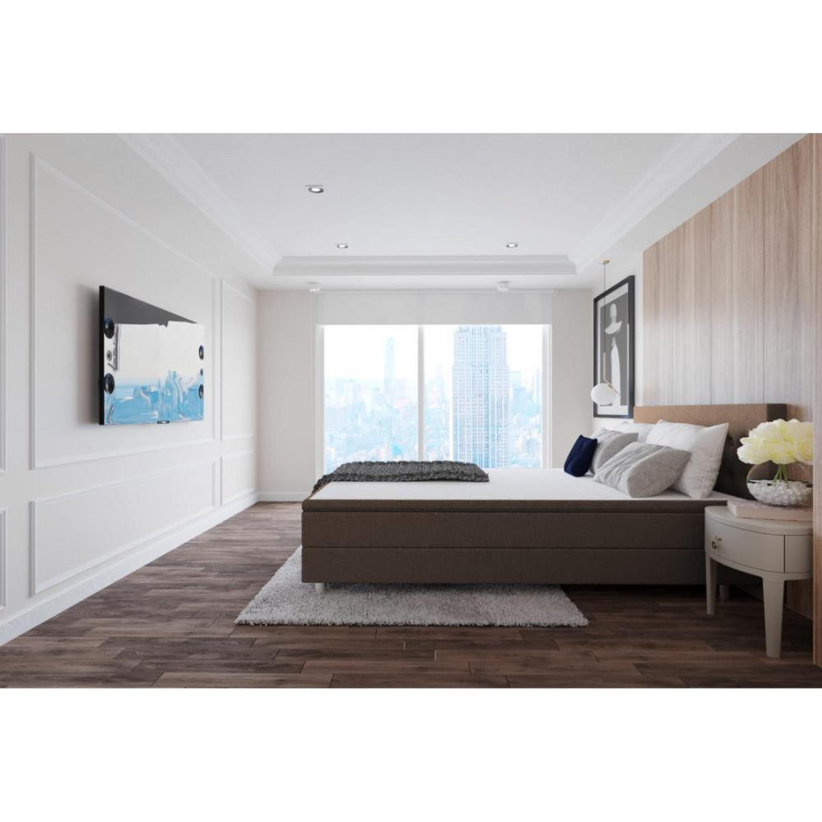 BOXBETT, Polsterbett Sawana mit Bonellfederkern-Matratze und Topper Schlafzimmer - Braun, Holz/Holzwerkstoff (200/200cm) - Best For Home