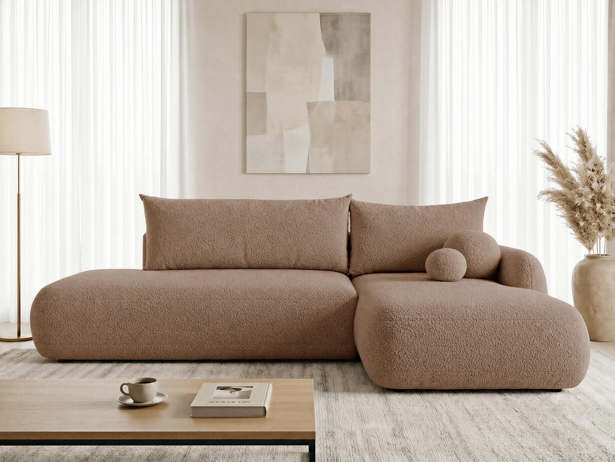 ECKSOFA Neto, Seite: Rechts - Schwarz/Rosa, Holz/Kunststoff (187/300cm) - Sofnet