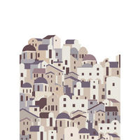 FOTOTAPETE Mediterrane Häuser 200 x 279 cm - Grau, Papier (200/279cm) - ESTAhome