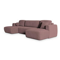 WOHNLANDSCHAFT SENTUM P Lila Kordstoff mit Schlaffunktion - Lila, Holz (330/90/148cm) - MASSENO