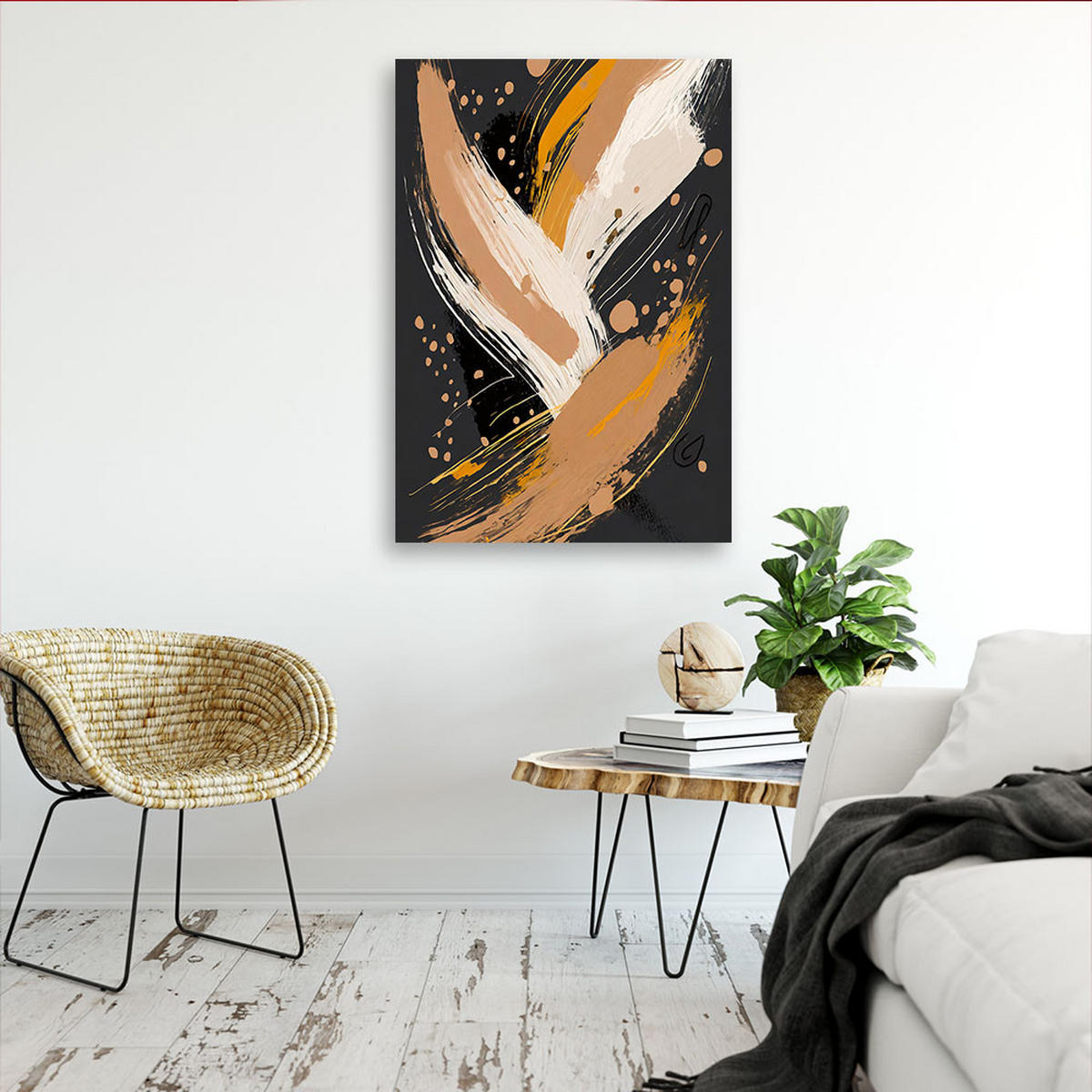 LEINWANDBILD Abstraktion 60x90cm - Beige, Textil (60/90cm) - Feeby