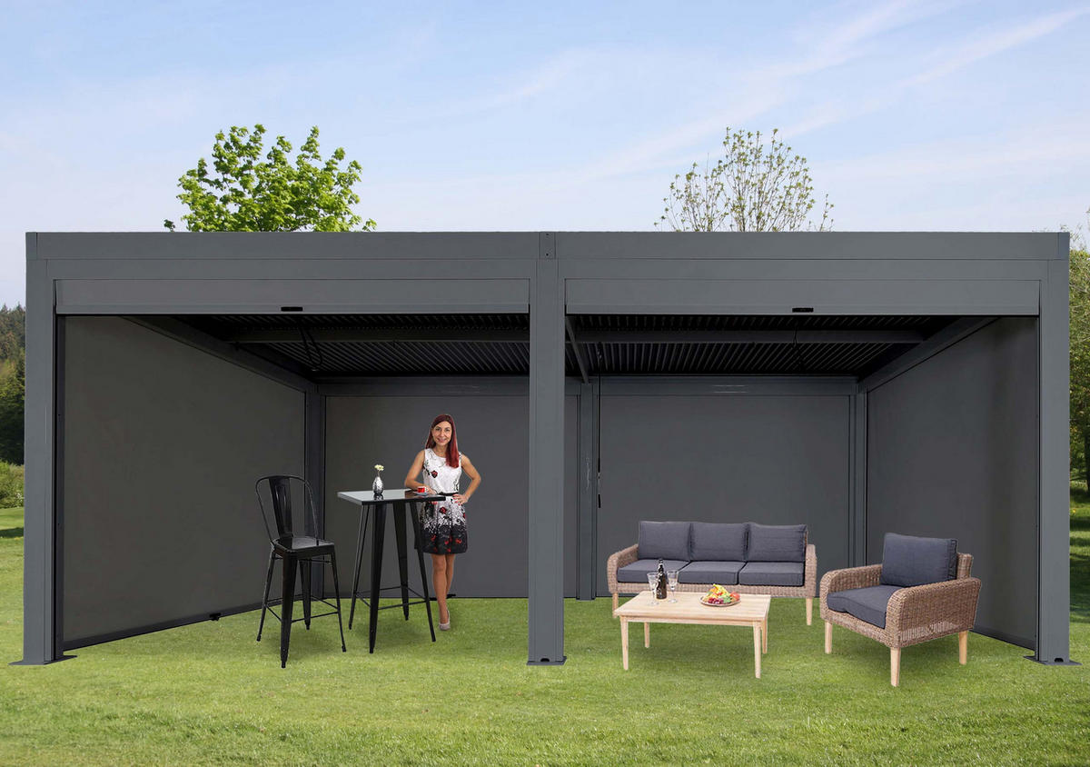 PERGOLA MIT SEITENWAND Anthrazit - Anthrazit, Metall (583/220/301cm) - MCW