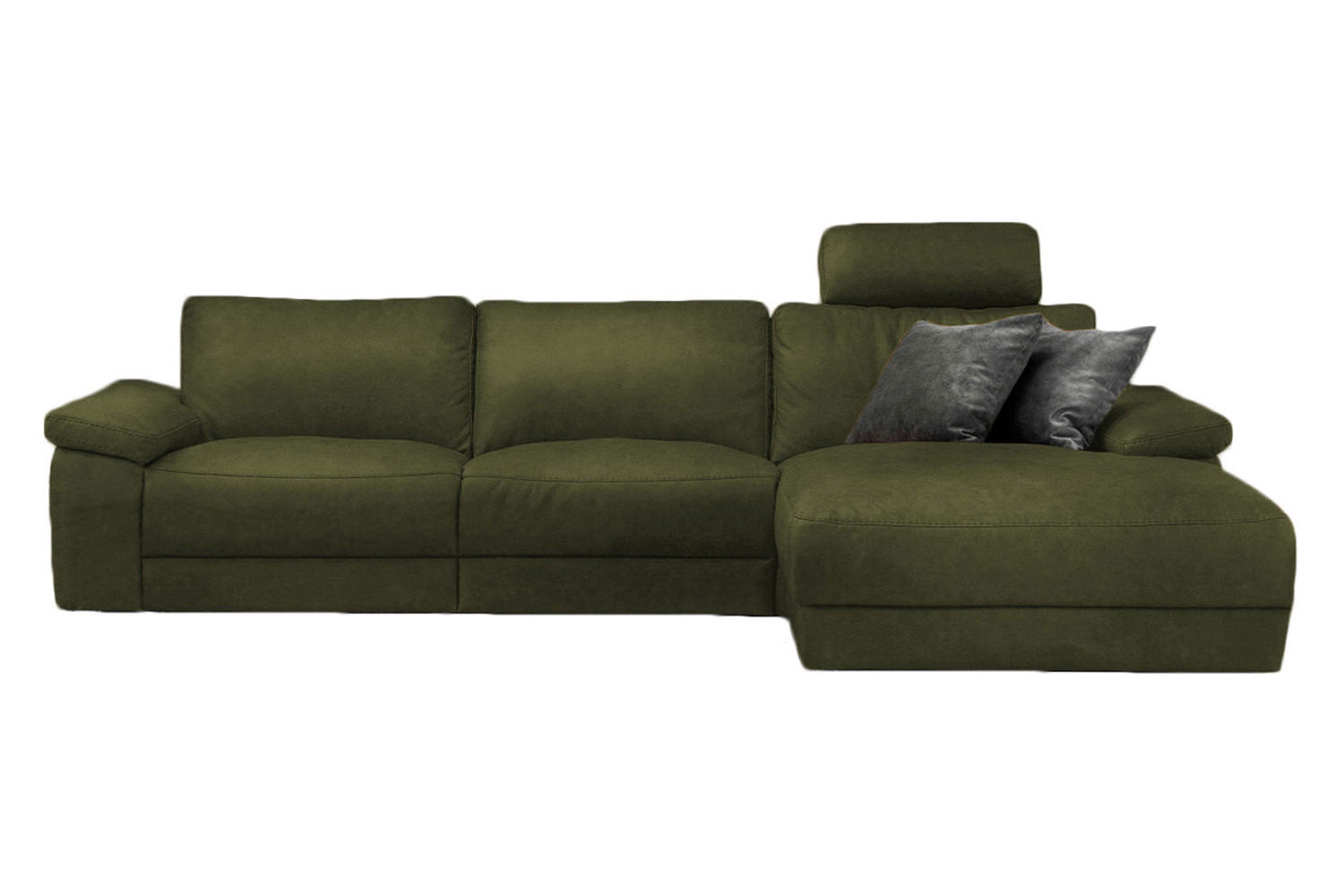 ECKSOFA XL MOTOR. RELAXFUNKTION LOLA Dunkelgrün Webstoff - Dunkelgrün/Schwarz, Textil (304/178cm) - KAWOLA