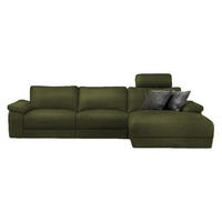 ECKSOFA XL MOTOR. RELAXFUNKTION LOLA Dunkelgrün Webstoff - Dunkelgrün/Schwarz, Textil (304/178cm) - KAWOLA