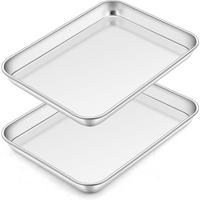 BACKBLECH 2-teiliges Set Edelstahl 23,8 x 17,8 cm - Silberfarben, Metall (23/2.5/23cm)