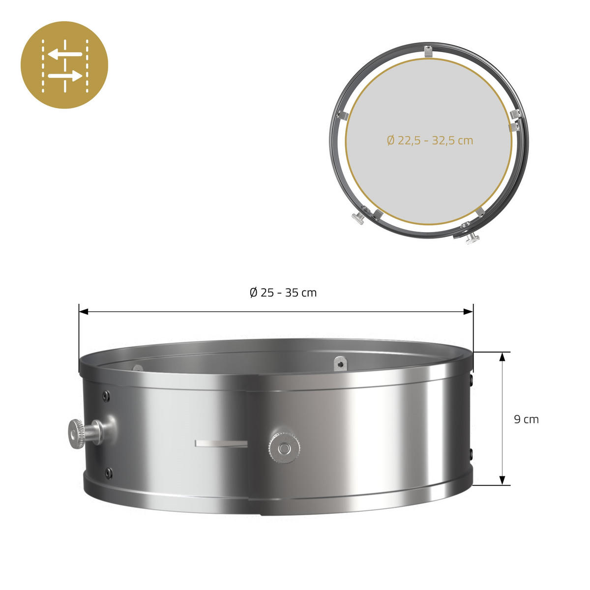 POWER RING FÜR RAKETENOFEN Ø25-35 cm - Silberfarben, Metall (25/9/25cm) - BBQ Boss