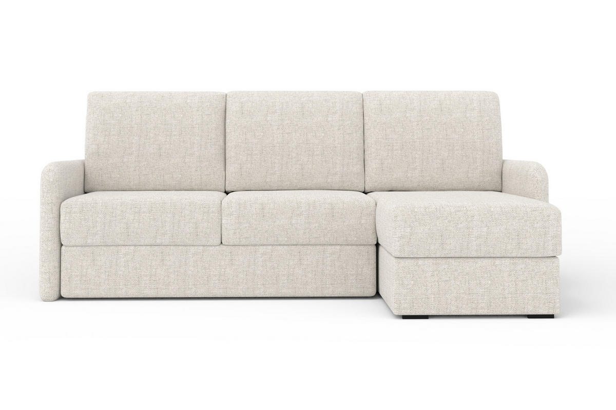 ECKSOFA BIANCO 215 cm breit in Stoff Creme rechts - Creme, Holzwerkstoff/Textil (215/145cm) - Deine Möbel 24