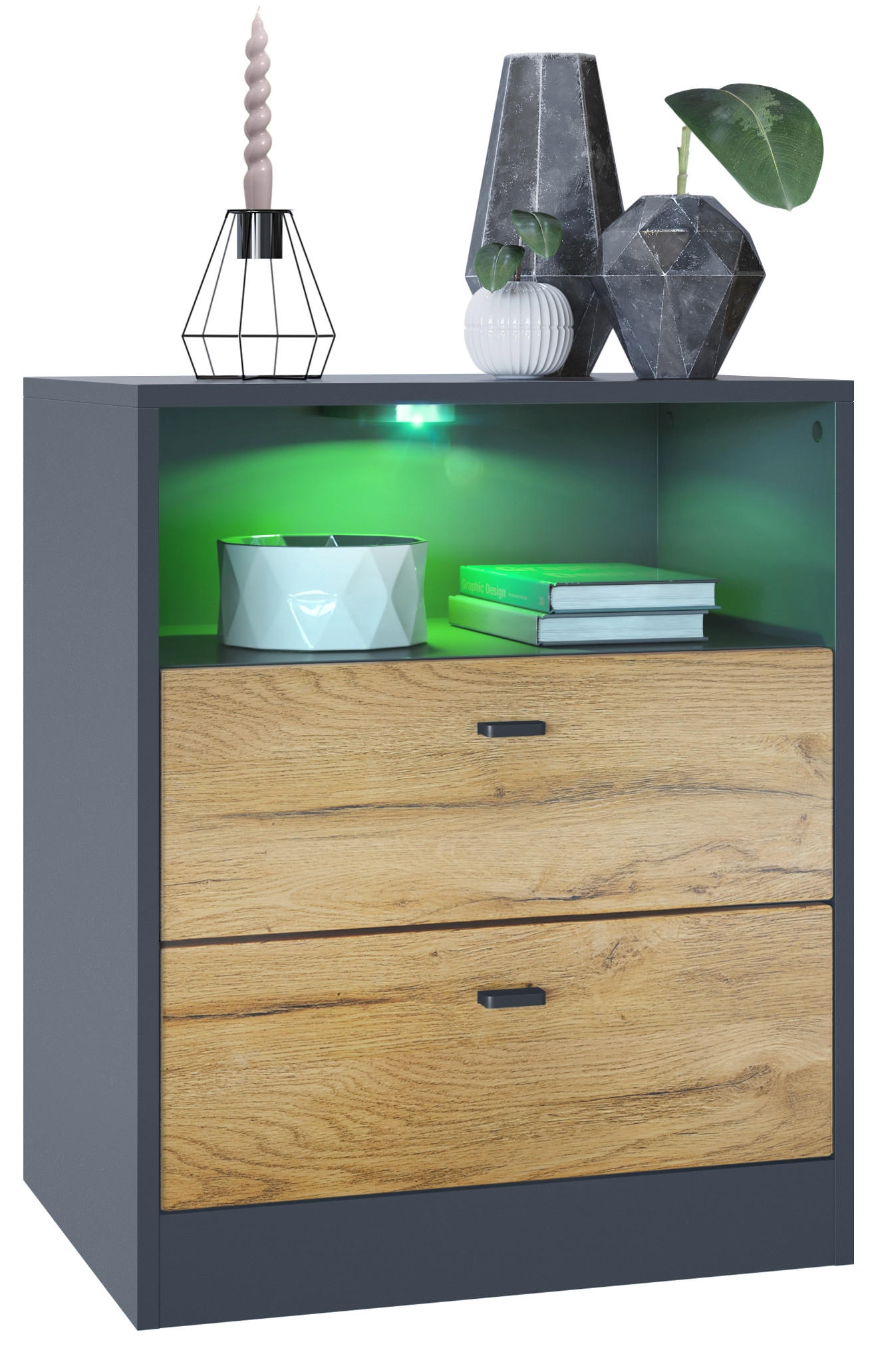 KOMMODE Pino Fronten in Eiche Natur - Eichefarben, Holzwerkstoff (56/67.5/36cm) - Vladon