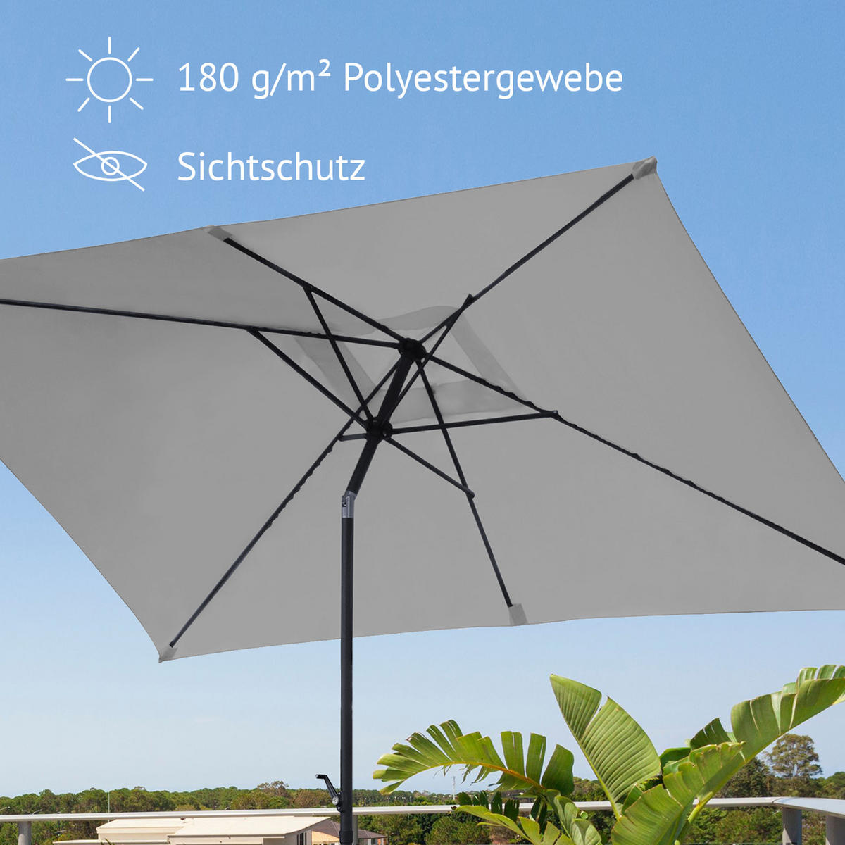 SONNENSCHIRM Set mit Ständer Hellgrau - Hellgrau, Textil (200/300cm) - SVITA