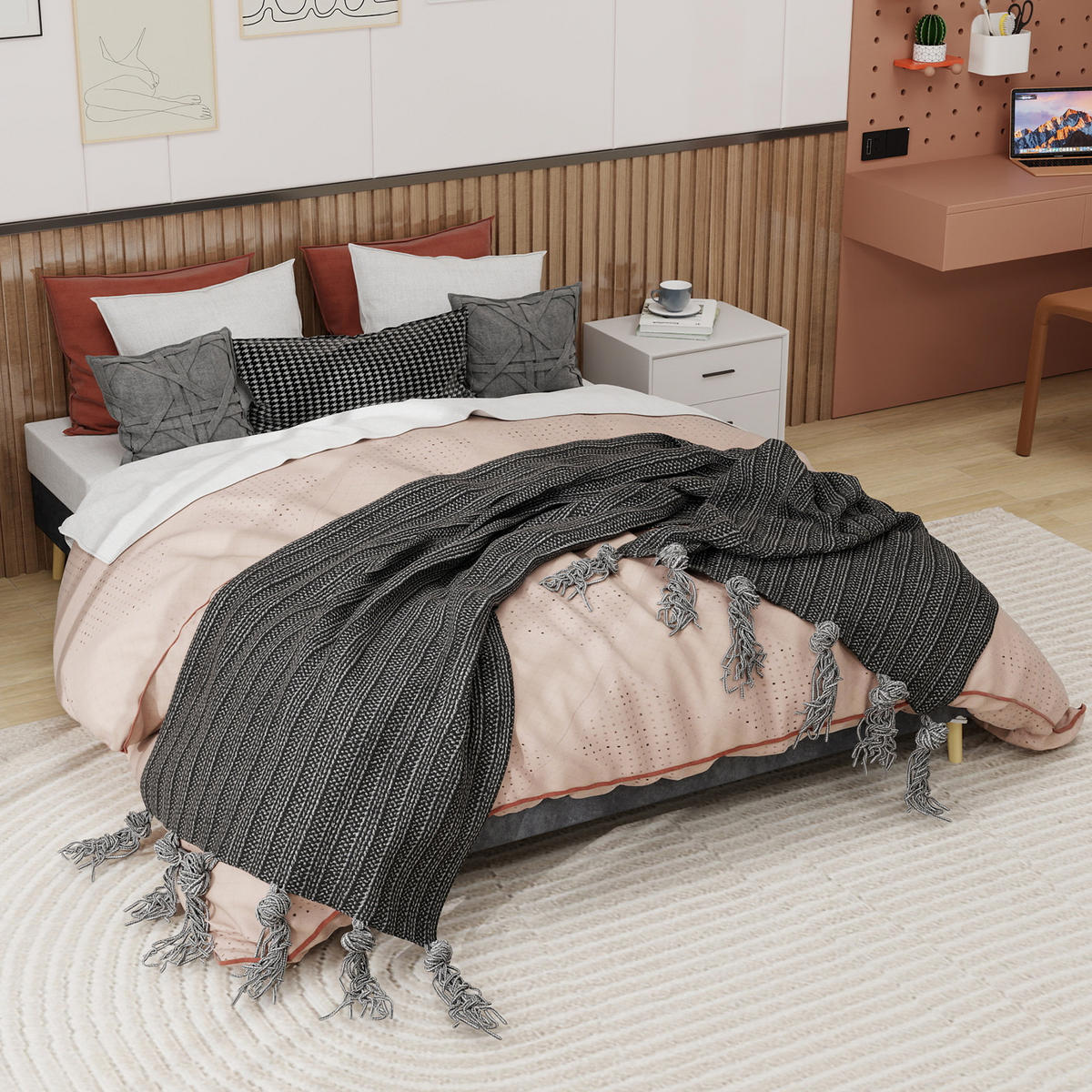 POLSTERBETT 160x200 cm niedrig ohne Stauraum grau - Grau, Textil (160/200cm) - LEBENLANG