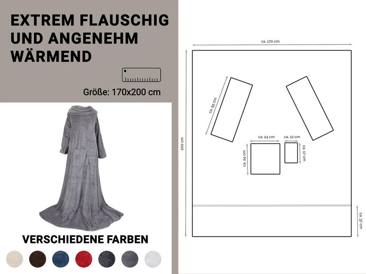 KUSCHELDECKE, 170x200 cm, 100% Polyester, Grau - Taupe, Textil (170/200cm) - Zollner