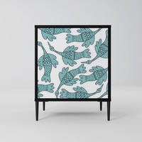 SIDEBOARD WATERSPOUT SONGIBIRD, Schwarz, 57,5x42x72,5 cm, Schwarze Metallfüße - Multicolor/Schwarz, Holzwerkstoff/Metall (57.5/72.5/42cm) - SpaceRebels