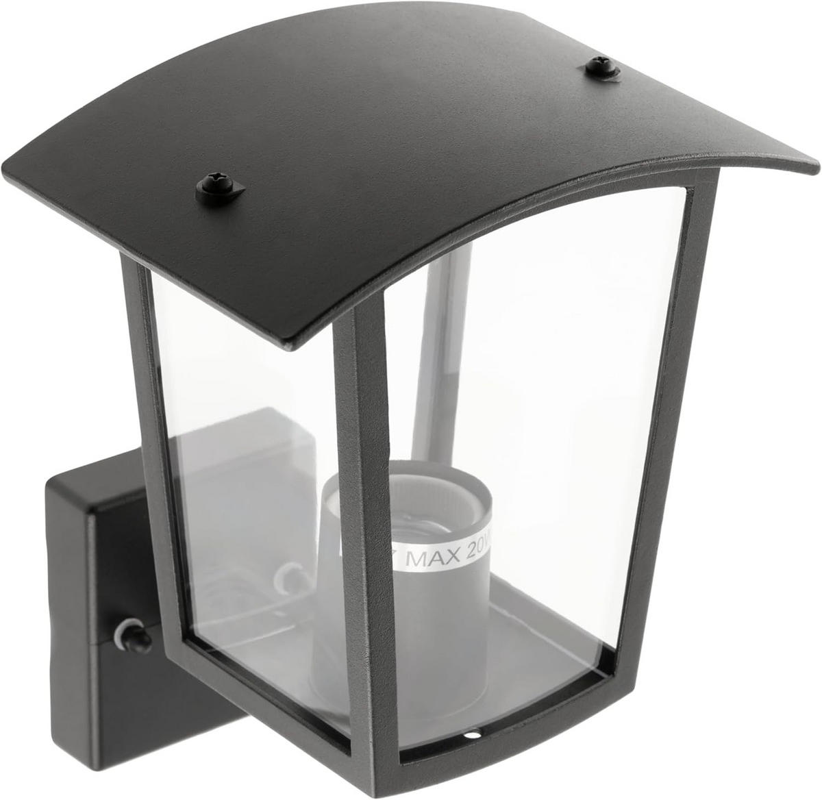 AUSSENWANDLEUCHTEE Schwarz E27 Klar Diffusor IP44 Auf - Schwarz, Metall (17/22/17cm) - CGC Europe