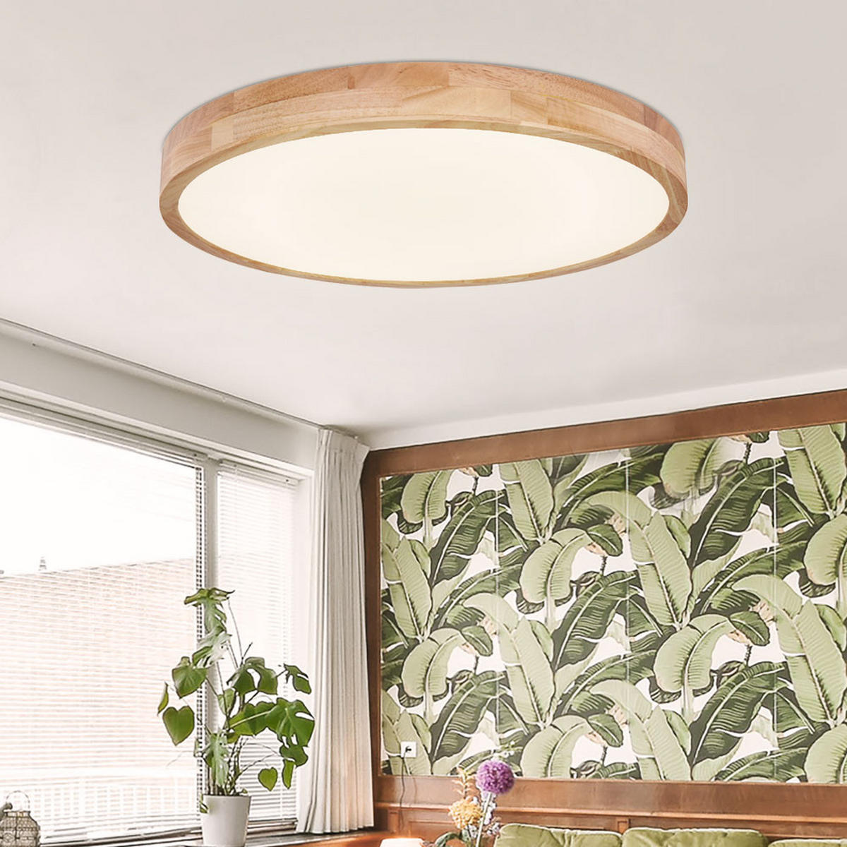 LED DECKENLEUCHTE Holzoptik Braun - Braun, Kunststoff (60/60/10.5cm) - Globo Lighting