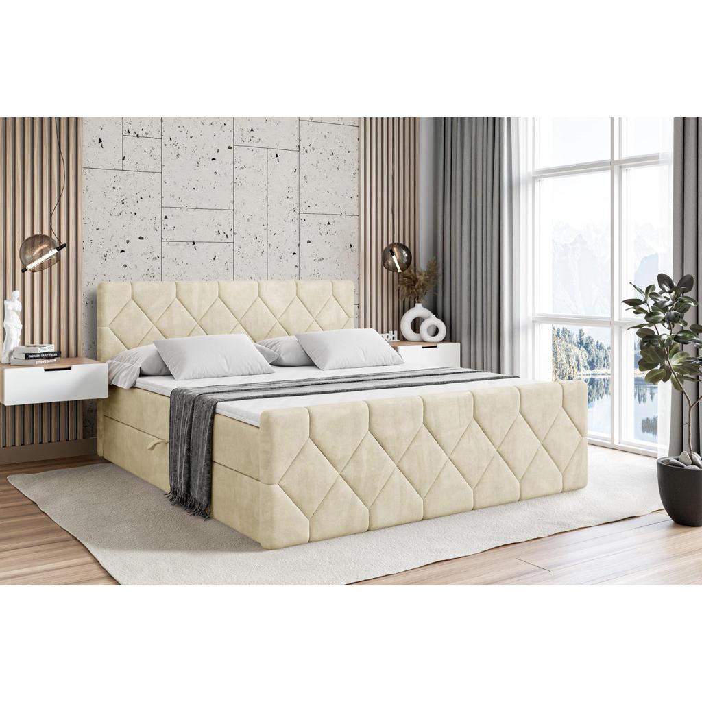 Thumbnail - Altdecor Boxbett, Beige, Holzwerkstoff, Höhe ca. 20 cm, 200x200 cm, Schlafzimmer, Betten, Boxspringbetten