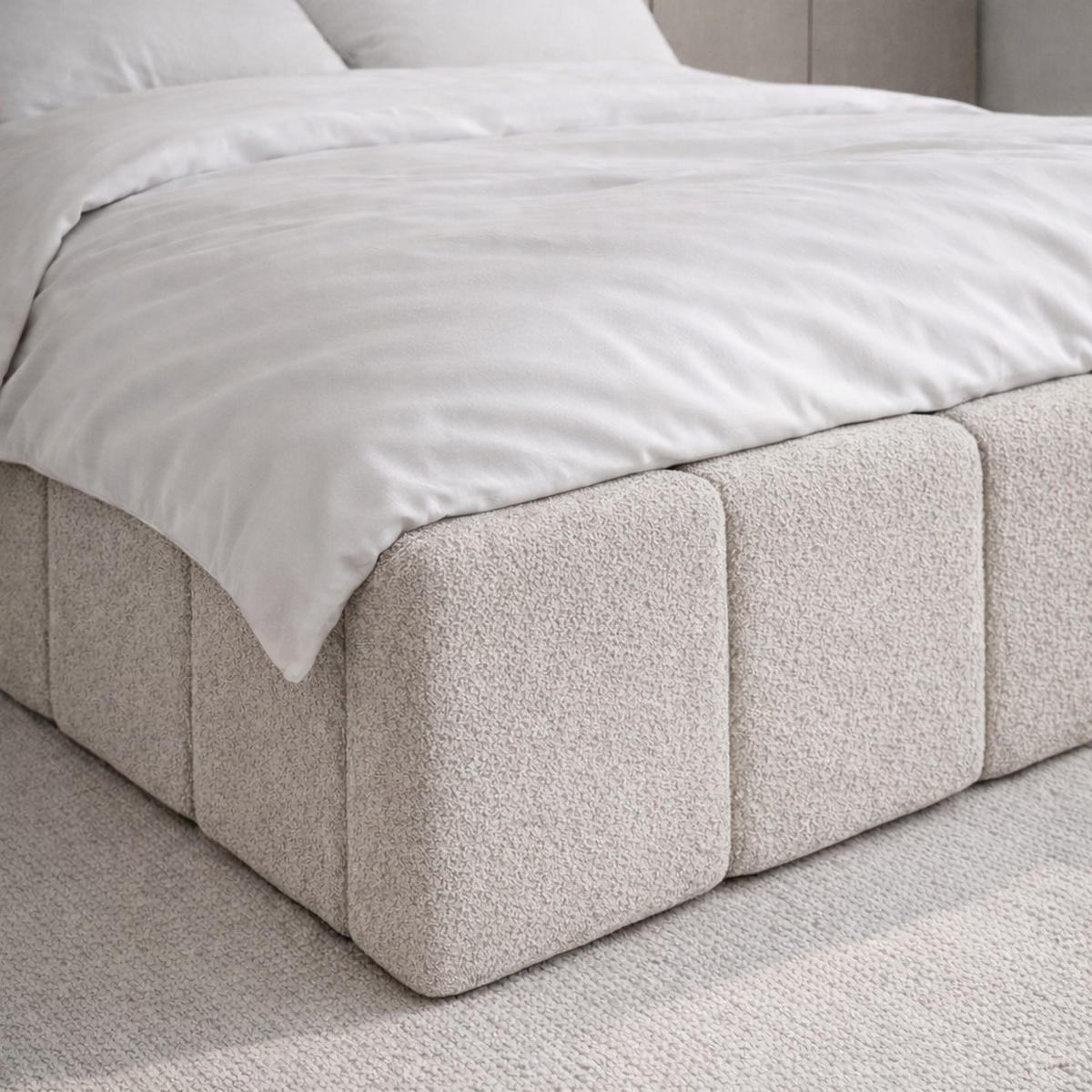 POLSTERBETT CLOUDY mit Bettkasten 180x200,Doppelbett,Lattenrost,Boxspringbett-Optik,ohne Matratze,Schlafzimmer-Beige - Beige, Holz (180/200cm) - Furnistar