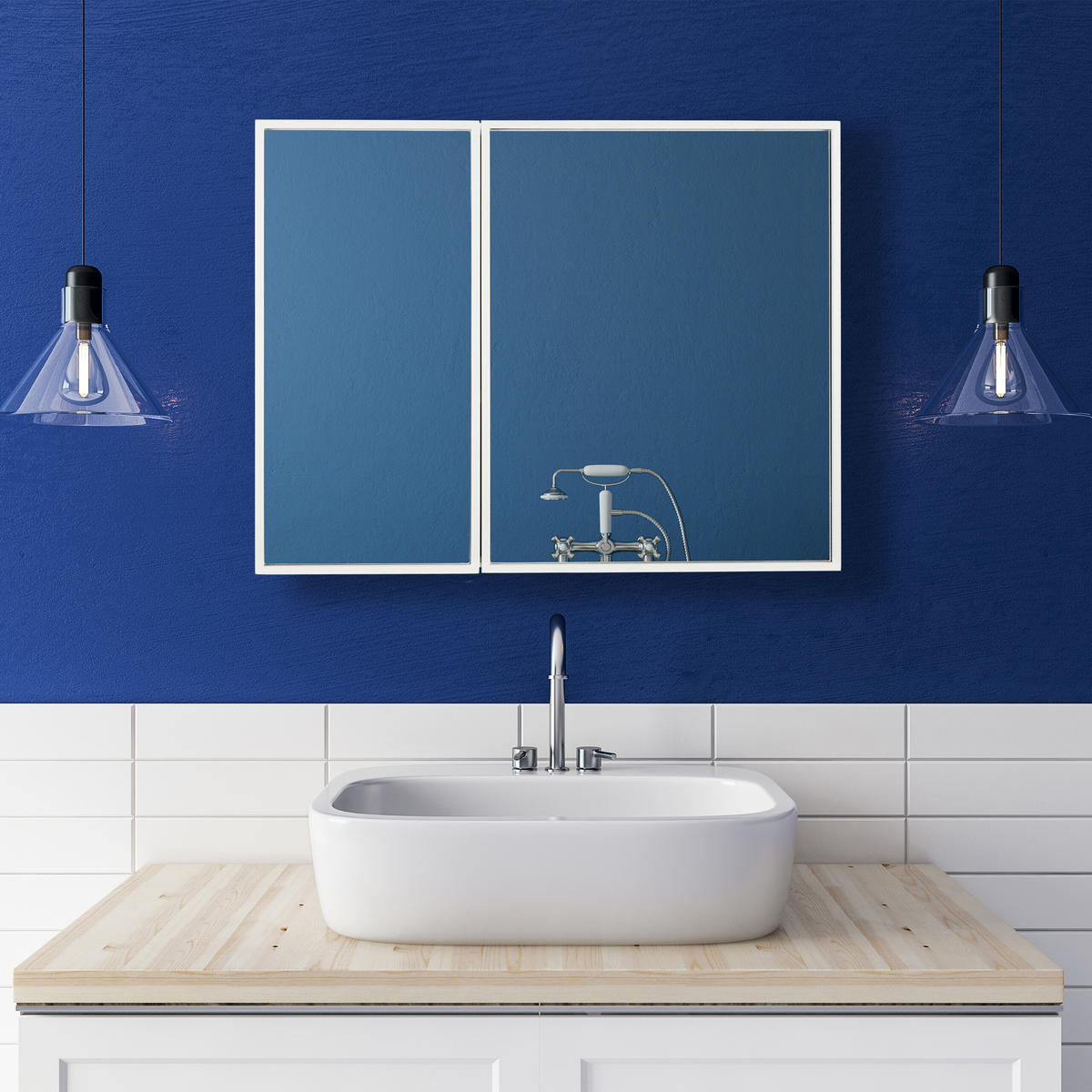 SPIEGELSCHRANK - Multicolor, Glas/Holzwerkstoff (65/50/15.5cm) - Relaxdays