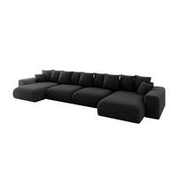 WOHNLANDSCHAFT mit Schlaffunktion ESKAR-U2-464x176x84cm Schwarz - Schwarz, Holzwerkstoff/Kunststoff (176/72/464cm) - ALTDECOR