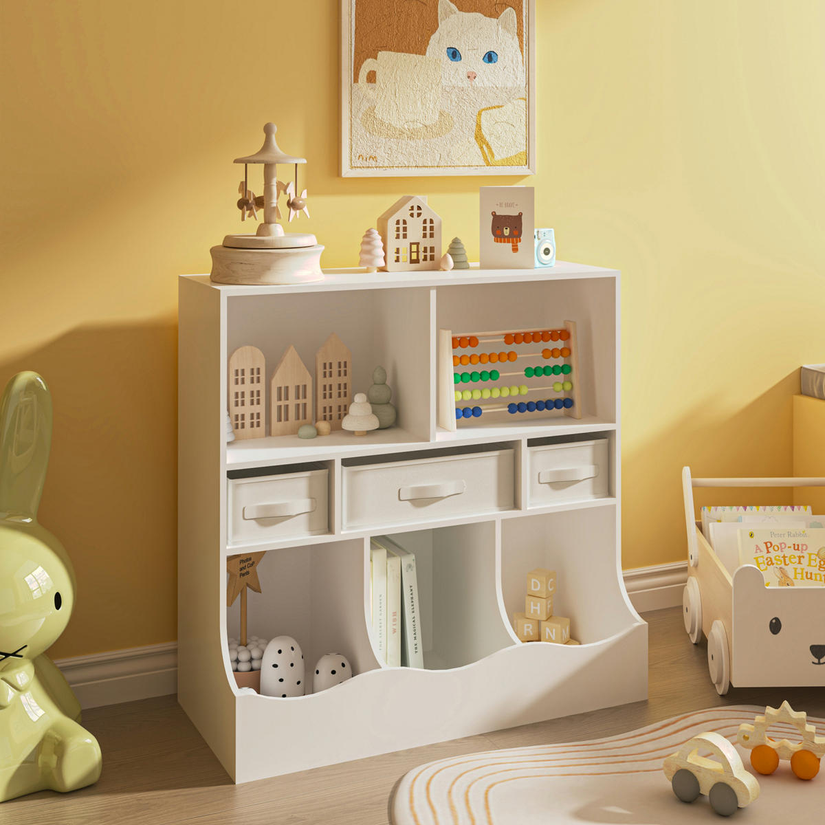 KINDERREGAL Vastesa - Weiß, Holzwerkstoff/Kunststoff (80/75/40cm) - [en.casa]