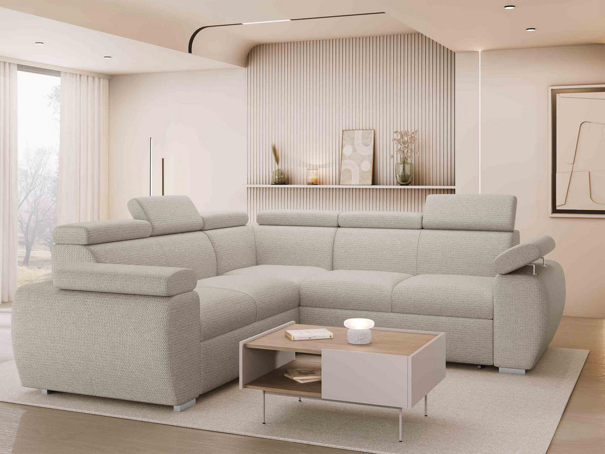 ECKSOFA Boston Maxi - Chromfarben/Creme, Holz/Textil (260/260cm) - MIRJAN24