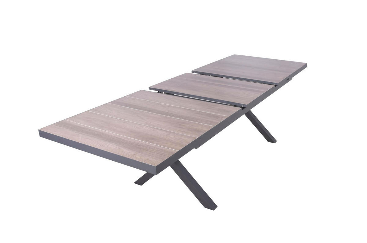 GARTENTISCH Luka Ausziehtisch - Dunkelgrau, Metall (200/100/77cm) - DELUKE